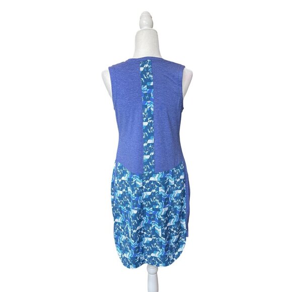 Title Nine Dress Size M Shella Blue Geometric Athletic Tennis Crewneck Tank Blue - Picture 4 of 9